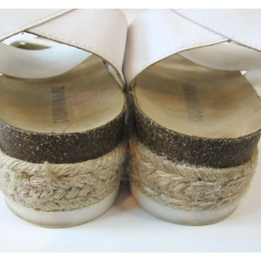 Cushionaire Mandy Elastic White Sandals Woman's Size 9 Summer‎ Comfort